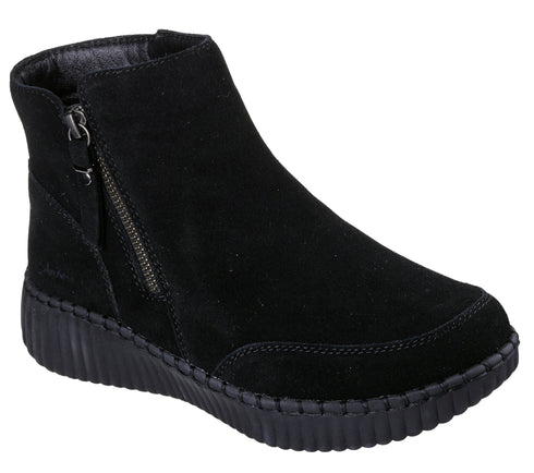 Ghete sport, dama, SKECHERS WILSHIRE BLVD - WEEK 169086-BBK negru, piele intoarsa